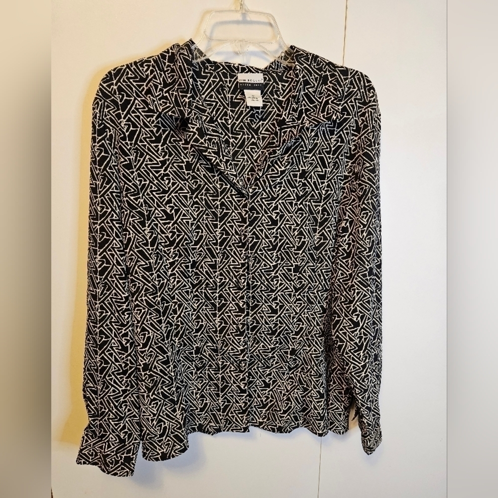 Vintage Kim Rogers Size XL Abstract Print Button Down top GUC